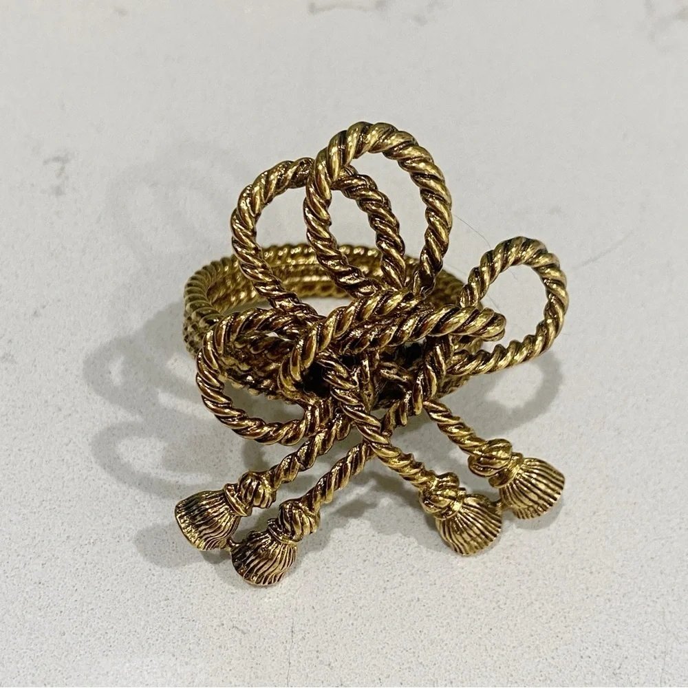 RJ Graziano Gold Bow Napkin Rings Set Of 4